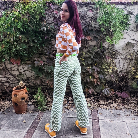 NWT Y2K High Waisted Ripple Streetwear Winter Pants S: S-M - Picture 4 of 12